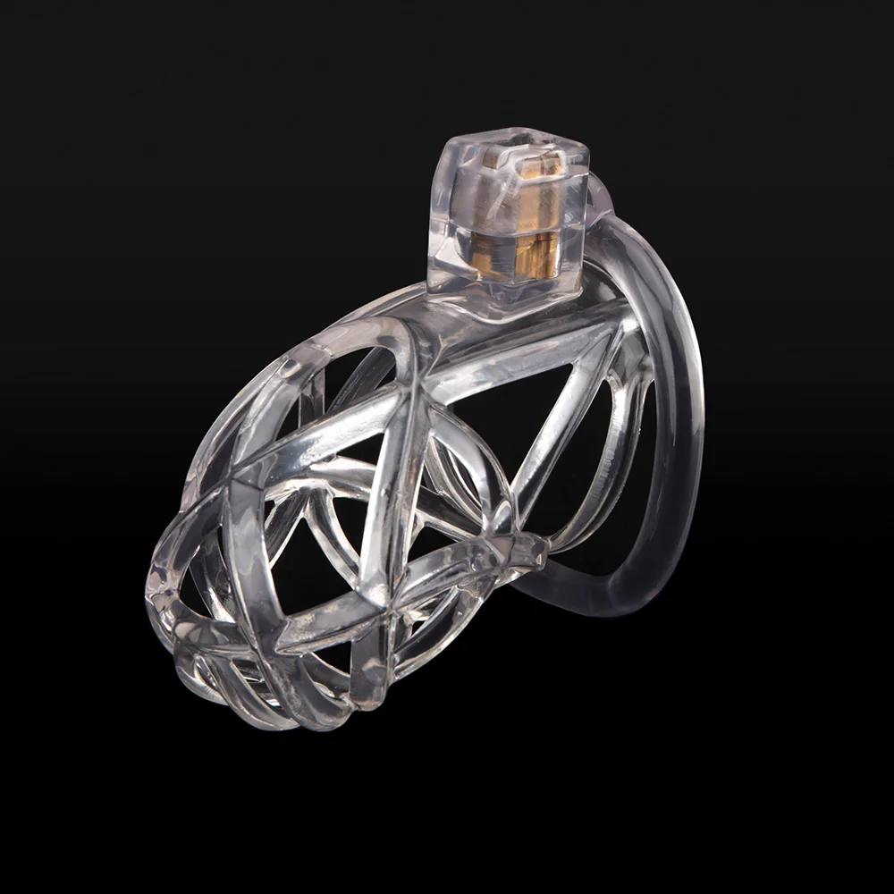 Gaiola de castidade clara para homens, gaiola de galo masculino, anel de pênis, trava, cinto de treinamento, brinquedos sexuais BDSM, impressão 3D, novo