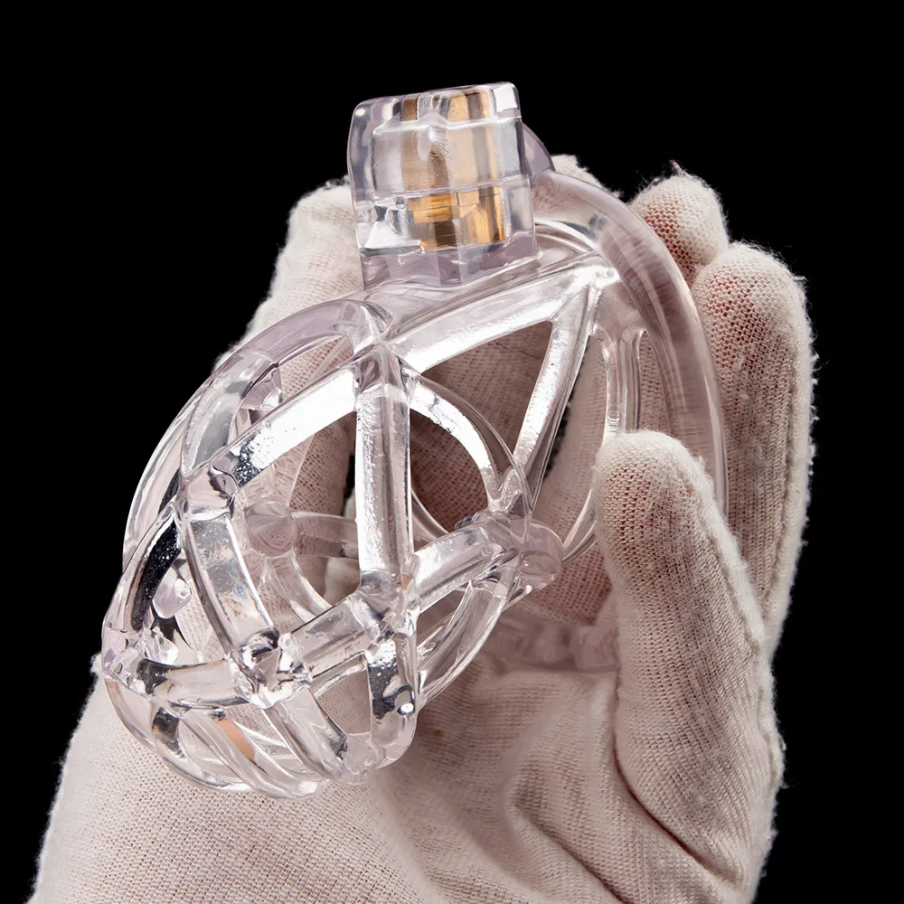 Gaiola de castidade clara para homens, gaiola de galo masculino, anel de pênis, trava, cinto de treinamento, brinquedos sexuais BDSM, impressão 3D, novo