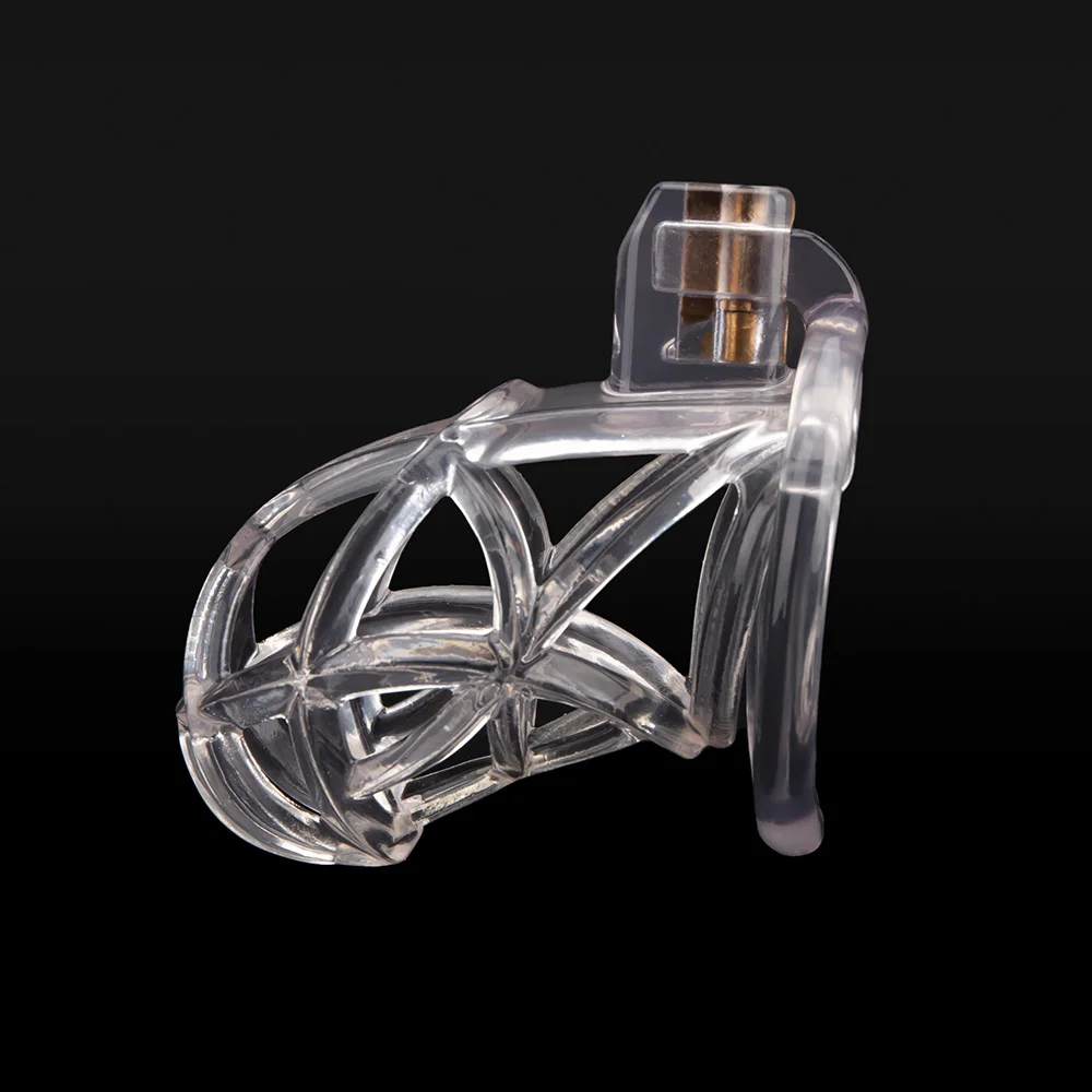 Gaiola de castidade clara para homens, gaiola de galo masculino, anel de pênis, trava, cinto de treinamento, brinquedos sexuais BDSM, impressão 3D, novo