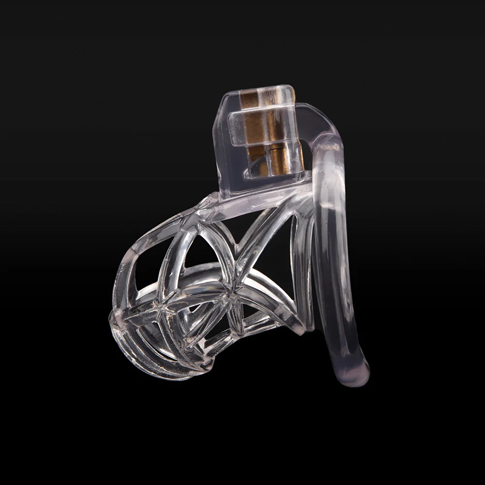 Gaiola de castidade clara para homens, gaiola de galo masculino, anel de pênis, trava, cinto de treinamento, brinquedos sexuais BDSM, impressão 3D, novo