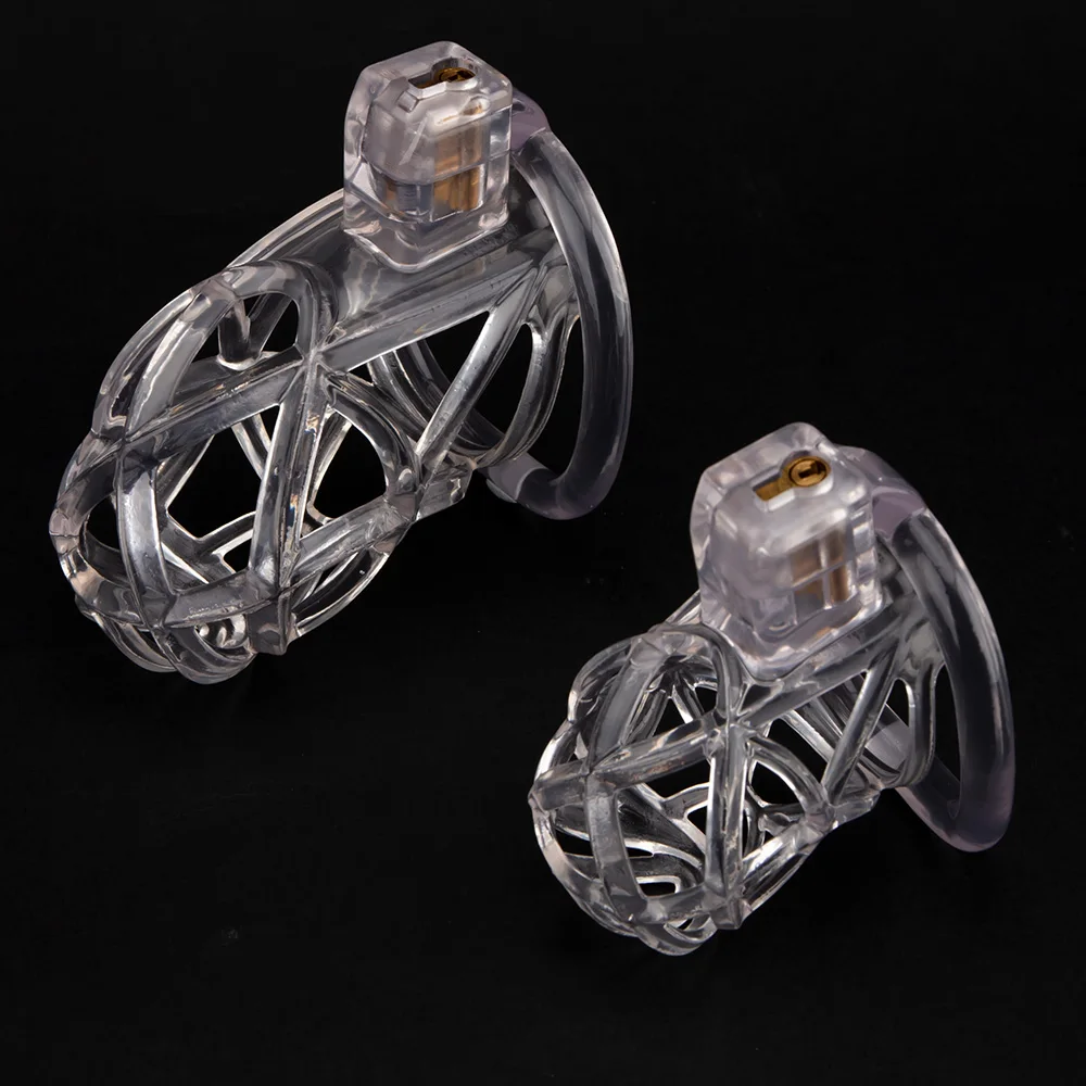 Gaiola de castidade clara para homens, gaiola de galo masculino, anel de pênis, trava, cinto de treinamento, brinquedos sexuais BDSM, impressão 3D, novo