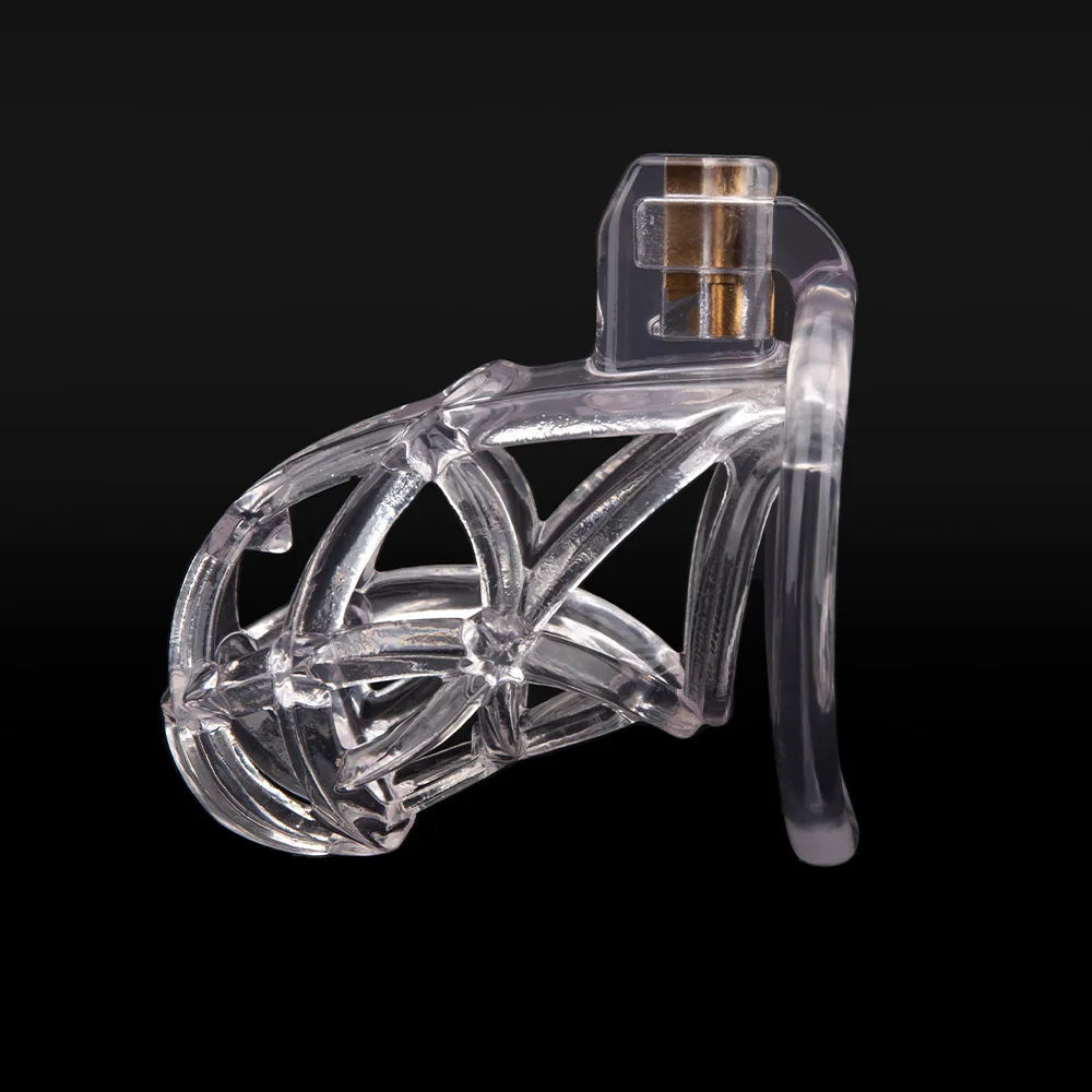 Gaiola de castidade clara para homens, gaiola de galo masculino, anel de pênis, trava, cinto de treinamento, brinquedos sexuais BDSM, impressão 3D, novo