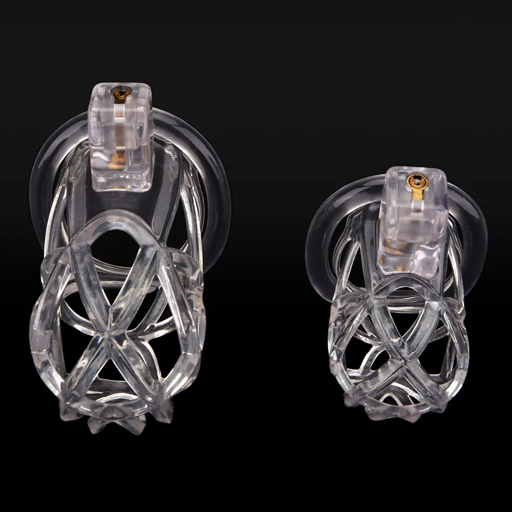 Gaiola de castidade clara para homens, gaiola de galo masculino, anel de pênis, trava, cinto de treinamento, brinquedos sexuais BDSM, impressão 3D, novo