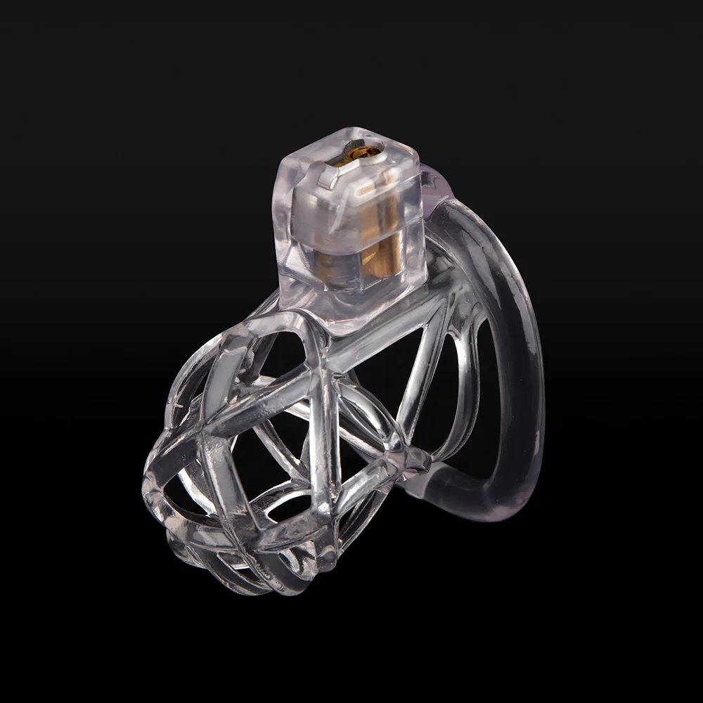 Gaiola de castidade clara para homens, gaiola de galo masculino, anel de pênis, trava, cinto de treinamento, brinquedos sexuais BDSM, impressão 3D, novo