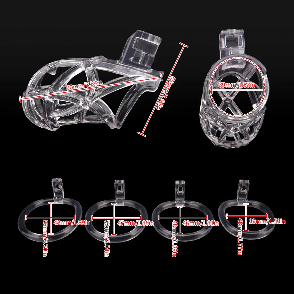 Gaiola de castidade clara para homens, gaiola de galo masculino, anel de pênis, trava, cinto de treinamento, brinquedos sexuais BDSM, impressão 3D, novo