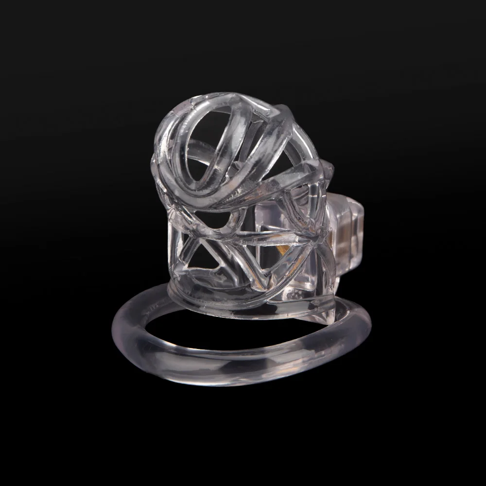 Gaiola de castidade clara para homens, gaiola de galo masculino, anel de pênis, trava, cinto de treinamento, brinquedos sexuais BDSM, impressão 3D, novo