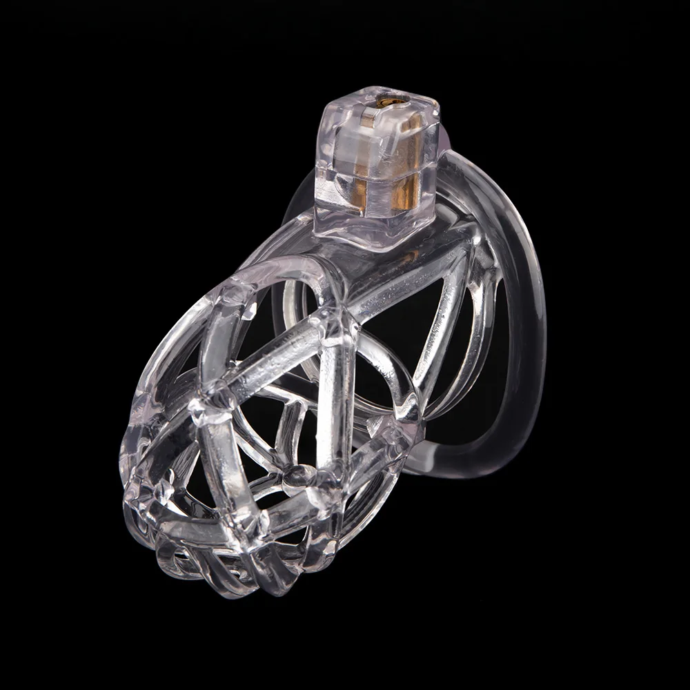 Gaiola de castidade clara para homens, gaiola de galo masculino, anel de pênis, trava, cinto de treinamento, brinquedos sexuais BDSM, impressão 3D, novo