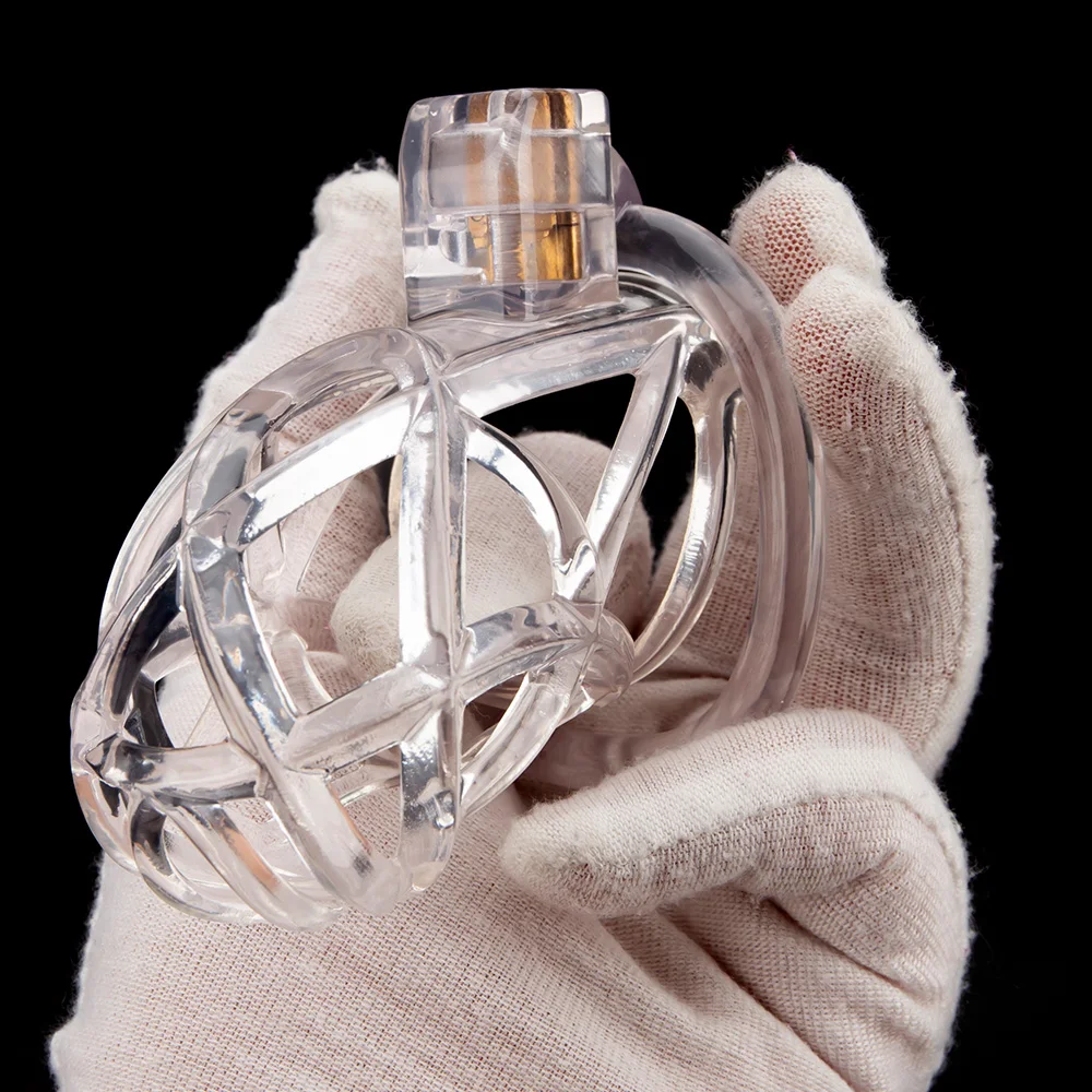 Gaiola de castidade clara para homens, gaiola de galo masculino, anel de pênis, trava, cinto de treinamento, brinquedos sexuais BDSM, impressão 3D, novo