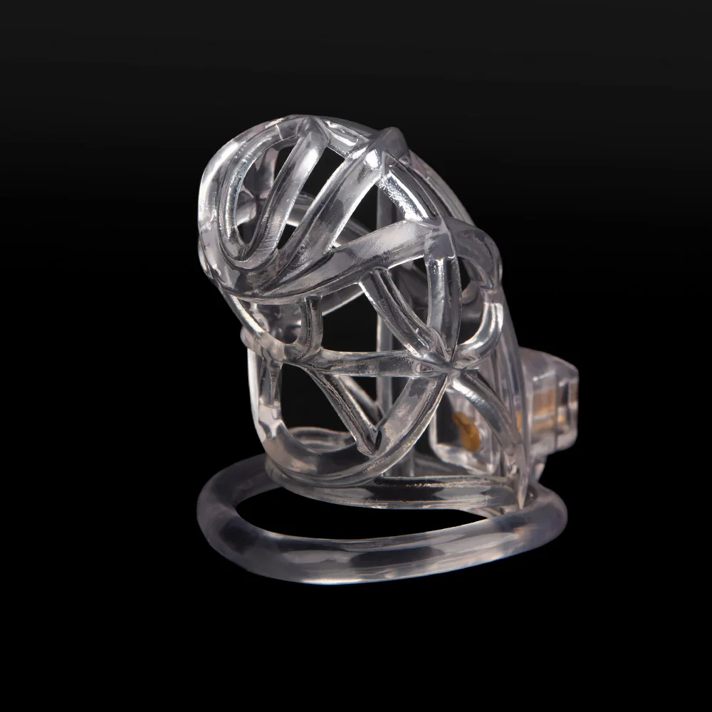 Gaiola de castidade clara para homens, gaiola de galo masculino, anel de pênis, trava, cinto de treinamento, brinquedos sexuais BDSM, impressão 3D, novo