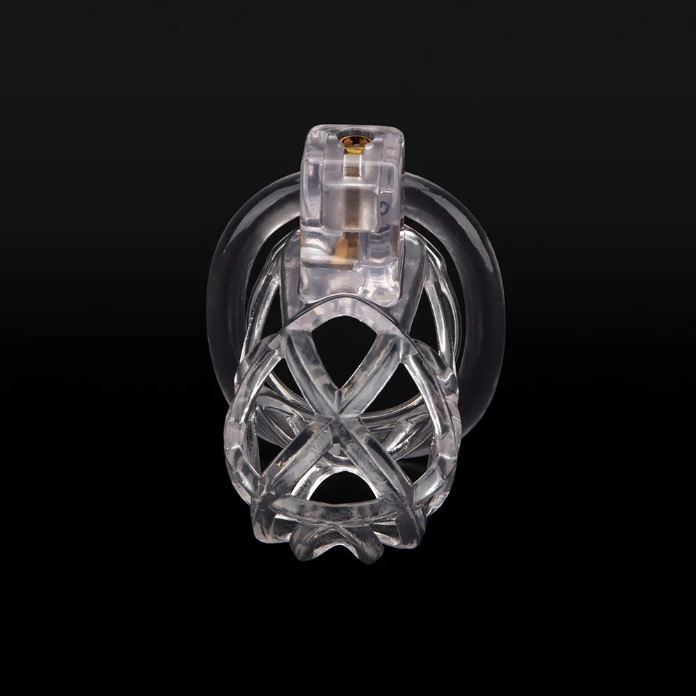 Gaiola de castidade clara para homens, gaiola de galo masculino, anel de pênis, trava, cinto de treinamento, brinquedos sexuais BDSM, impressão 3D, novo
