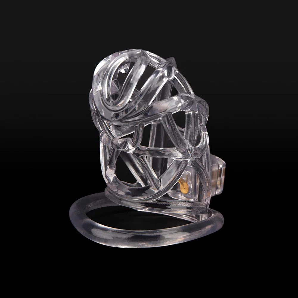 Gaiola de castidade clara para homens, gaiola de galo masculino, anel de pênis, trava, cinto de treinamento, brinquedos sexuais BDSM, impressão 3D, novo