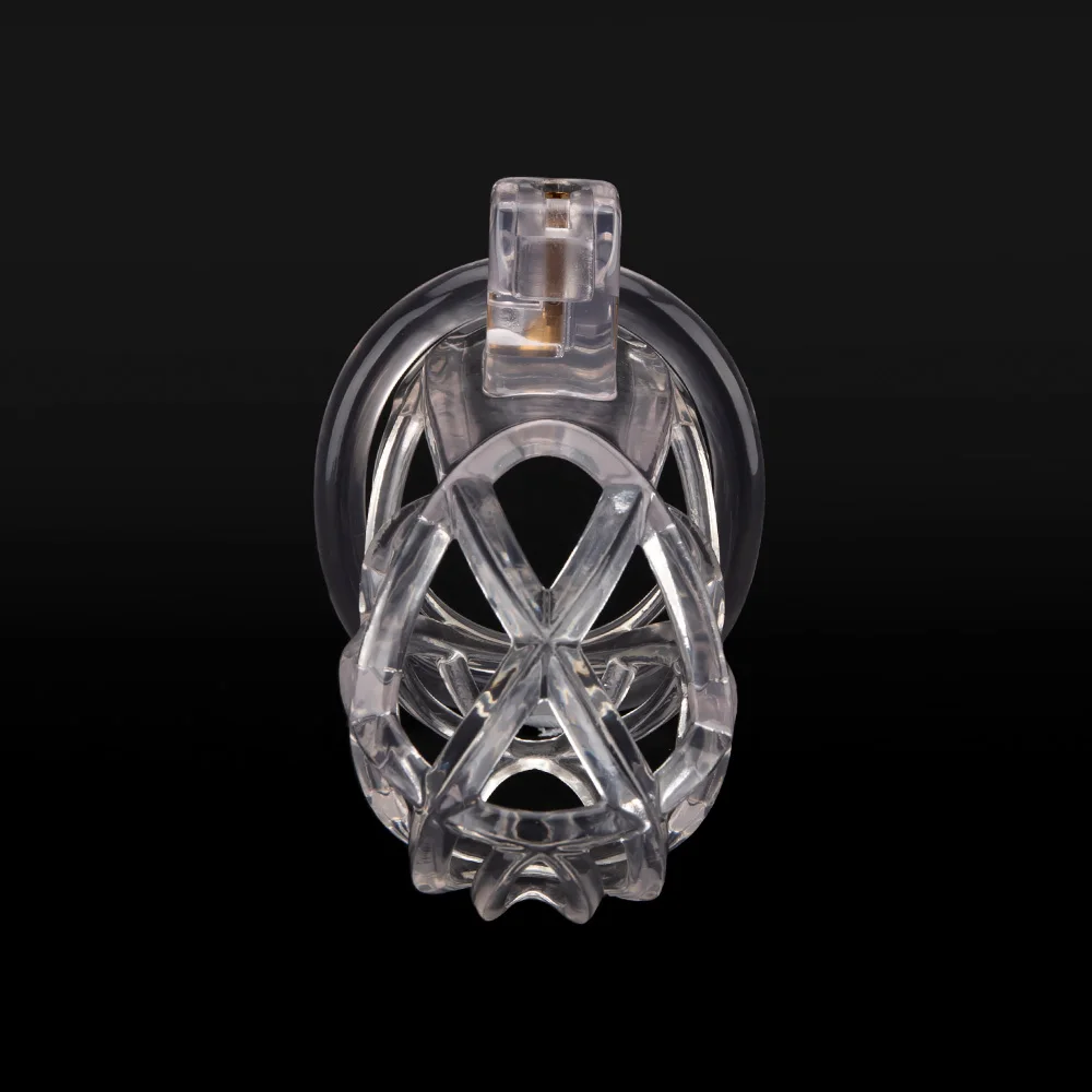 Gaiola de castidade clara para homens, gaiola de galo masculino, anel de pênis, trava, cinto de treinamento, brinquedos sexuais BDSM, impressão 3D, novo