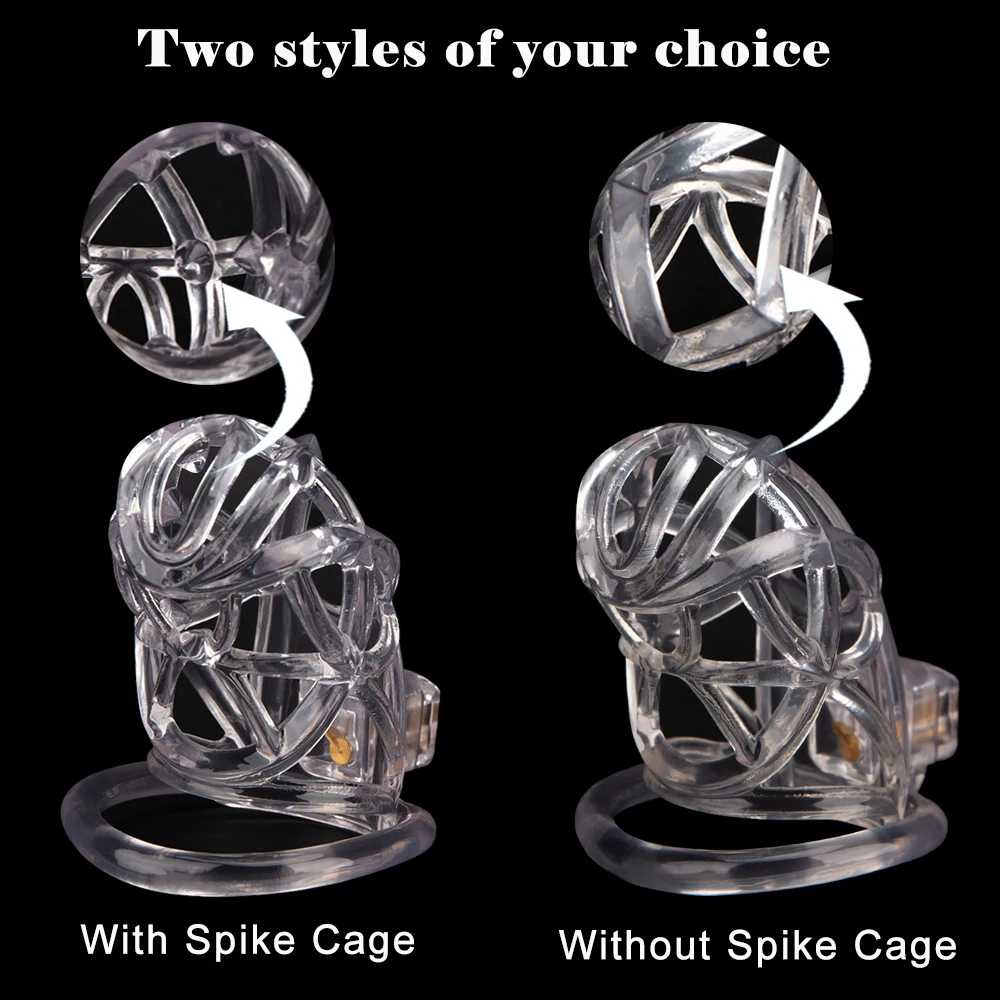 Gaiola de castidade clara para homens, gaiola de galo masculino, anel de pênis, trava, cinto de treinamento, brinquedos sexuais BDSM, impressão 3D, novo