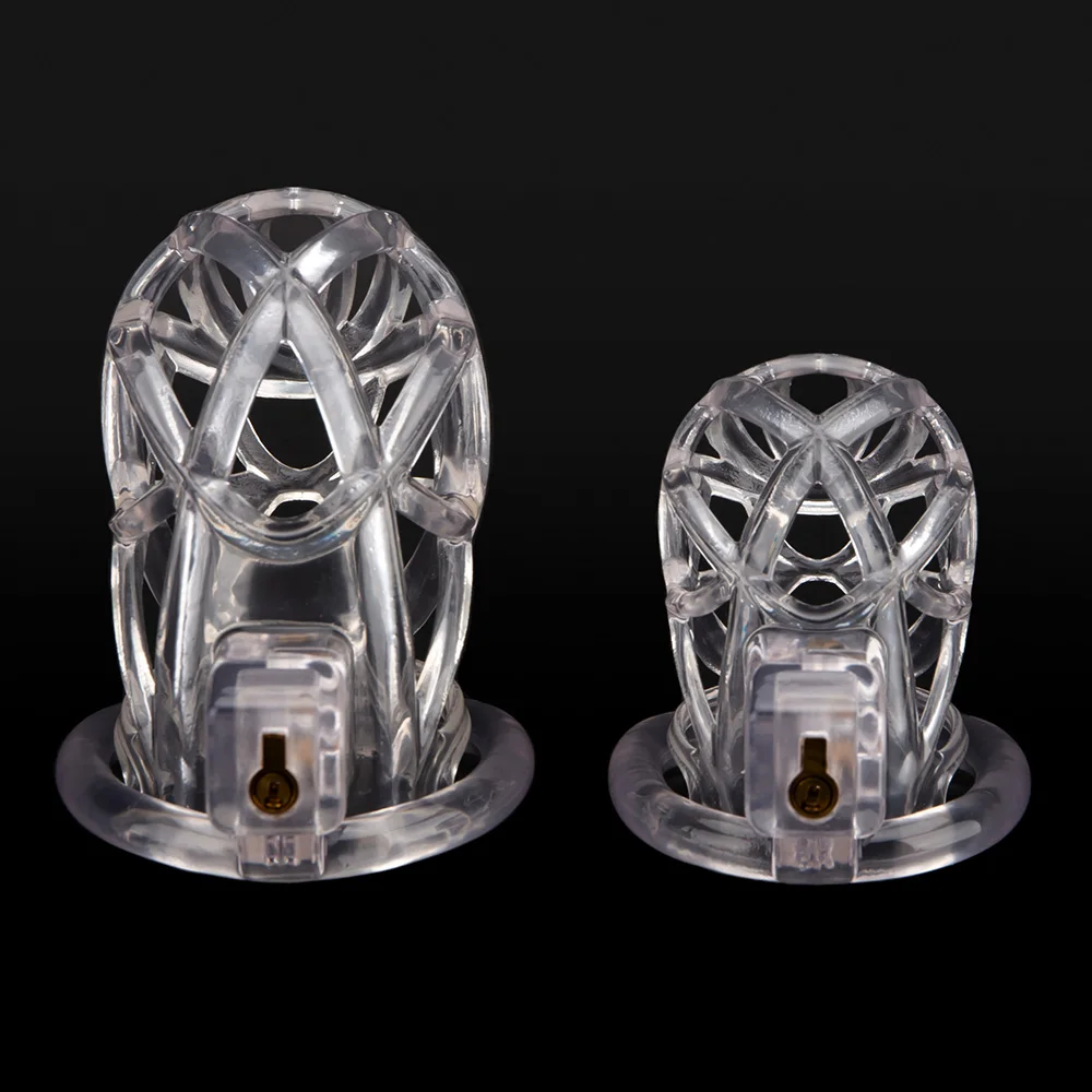 Gaiola de castidade clara para homens, gaiola de galo masculino, anel de pênis, trava, cinto de treinamento, brinquedos sexuais BDSM, impressão 3D, novo