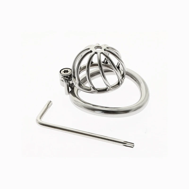 Gaiola de castidade em aço inoxidável para homens, fechamento pequeno do pénis do metal, gaiola do galo, anel uretral, brinquedo do sexo do BDSM, escravidão erótica, novo