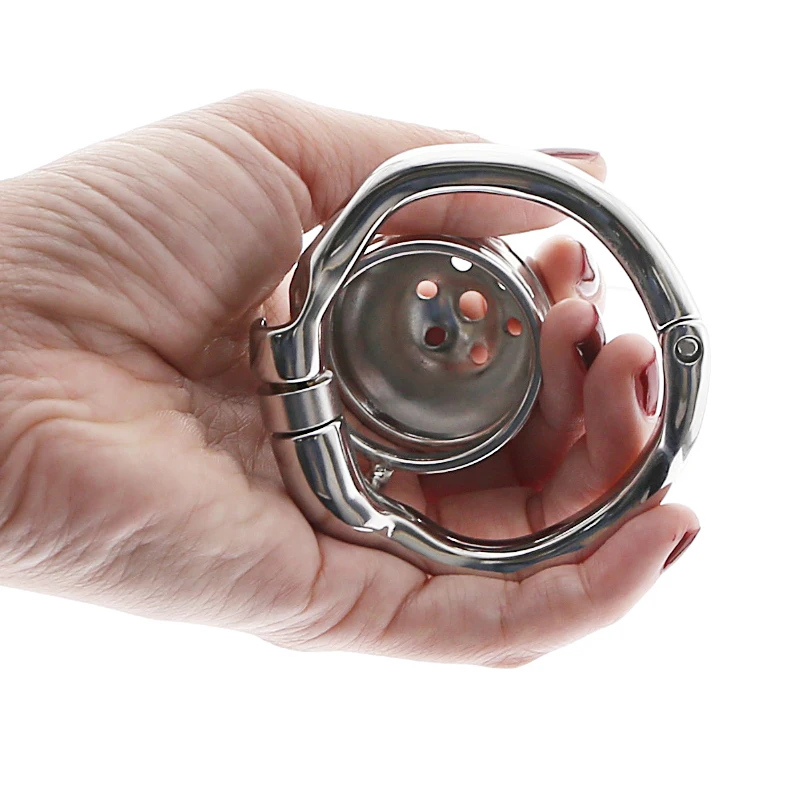 Gaiola de castidade em aço inoxidável para homens, fechamento pequeno do pénis do metal, gaiola do galo, anel uretral, brinquedo do sexo do BDSM, escravidão erótica, novo