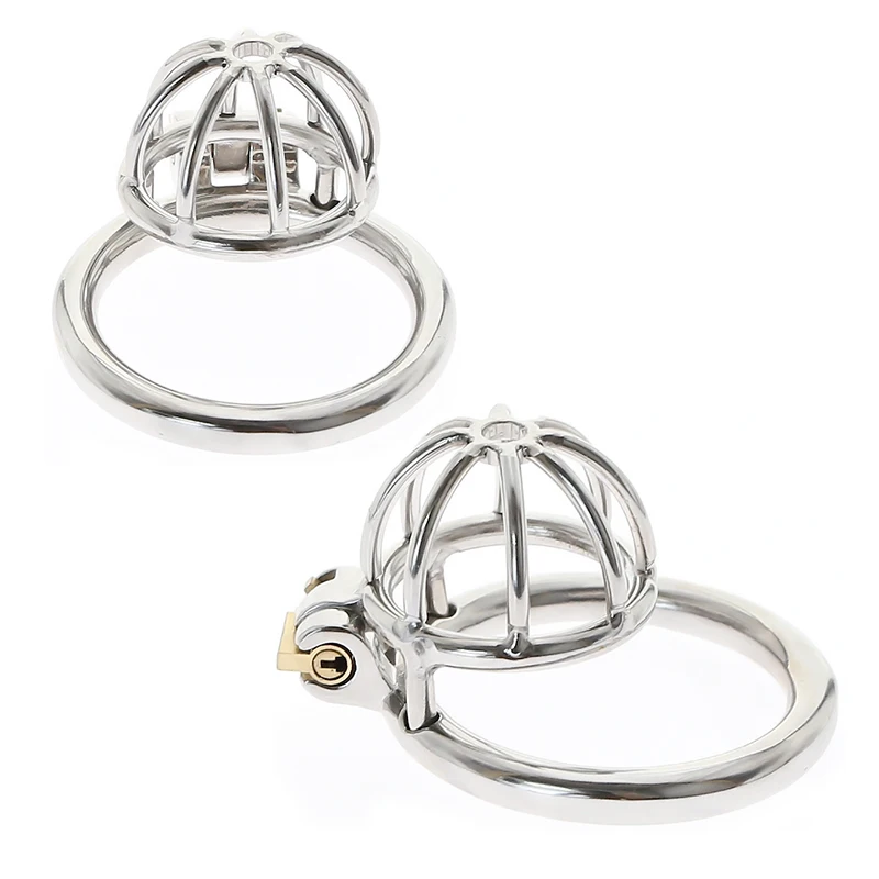 Gaiola de castidade em aço inoxidável para homens, fechamento pequeno do pénis do metal, gaiola do galo, anel uretral, brinquedo do sexo do BDSM, escravidão erótica, novo
