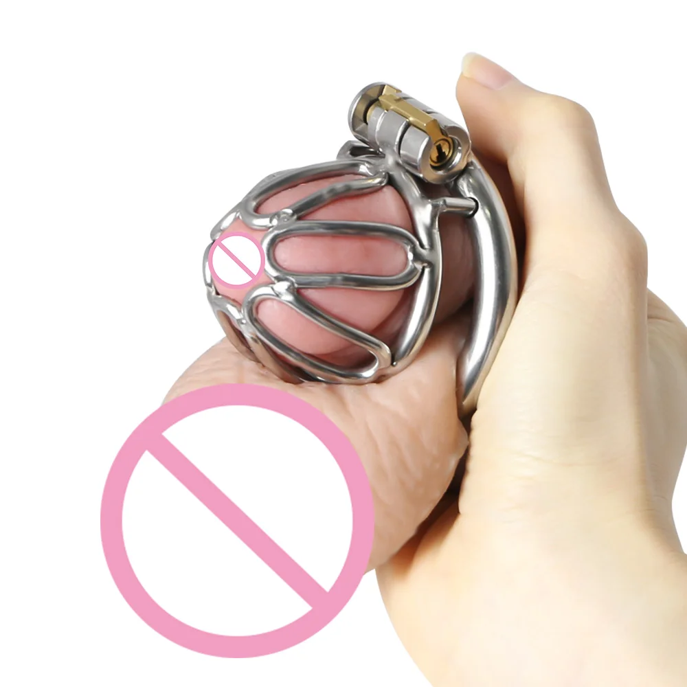 Gaiola de castidade em aço inoxidável para homens, fechamento pequeno do pénis do metal, gaiola do galo, anel uretral, brinquedo do sexo do BDSM, escravidão erótica, novo
