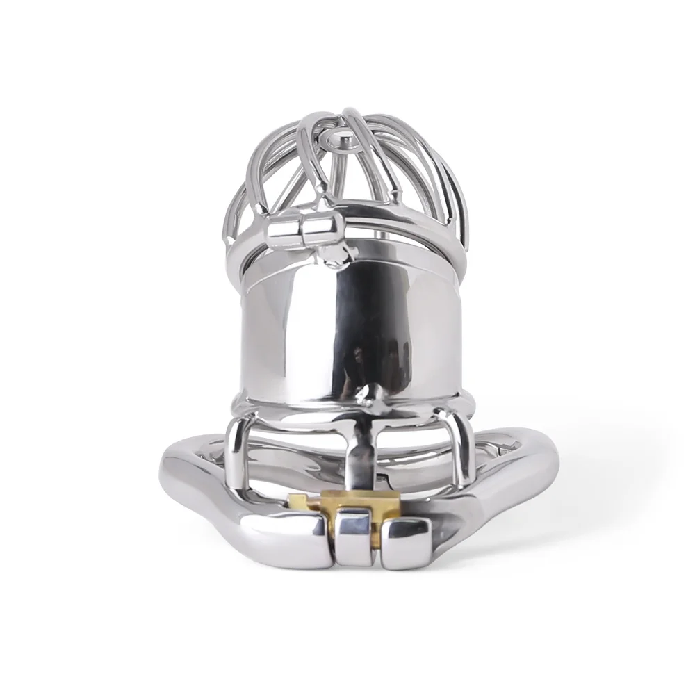 Gaiola de castidade em aço inoxidável para homens, fechamento pequeno do pénis do metal, gaiola do galo, anel uretral, brinquedo do sexo do BDSM, escravidão erótica, novo