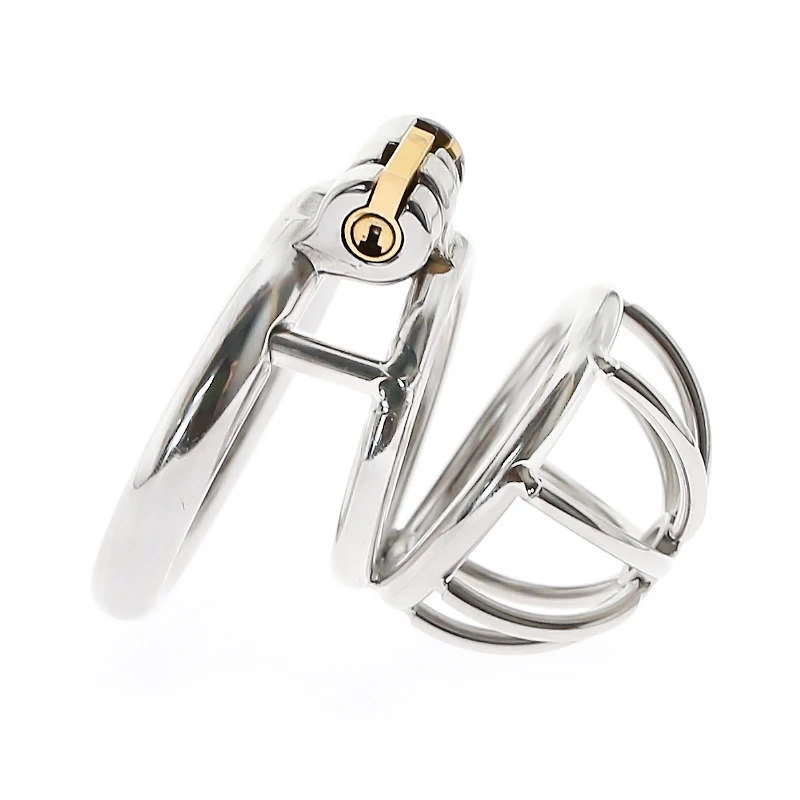 Gaiola de castidade em aço inoxidável para homens, fechamento pequeno do pénis do metal, gaiola do galo, anel uretral, brinquedo do sexo do BDSM, escravidão erótica, novo