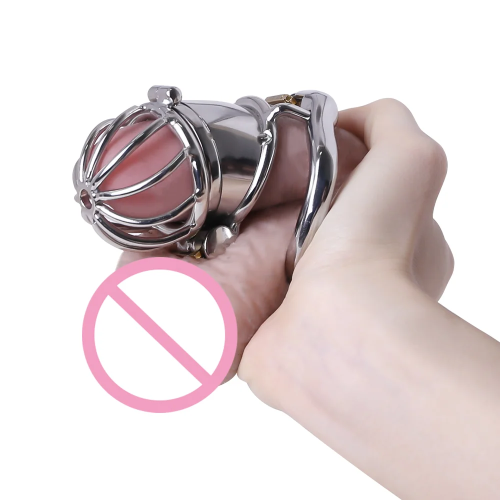 Gaiola de castidade em aço inoxidável para homens, fechamento pequeno do pénis do metal, gaiola do galo, anel uretral, brinquedo do sexo do BDSM, escravidão erótica, novo