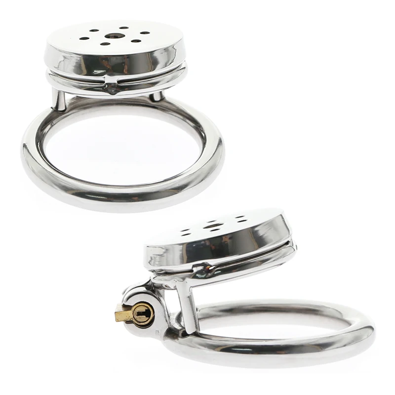 Gaiola de castidade em aço inoxidável para homens, fechamento pequeno do pénis do metal, gaiola do galo, anel uretral, brinquedo do sexo do BDSM, escravidão erótica, novo