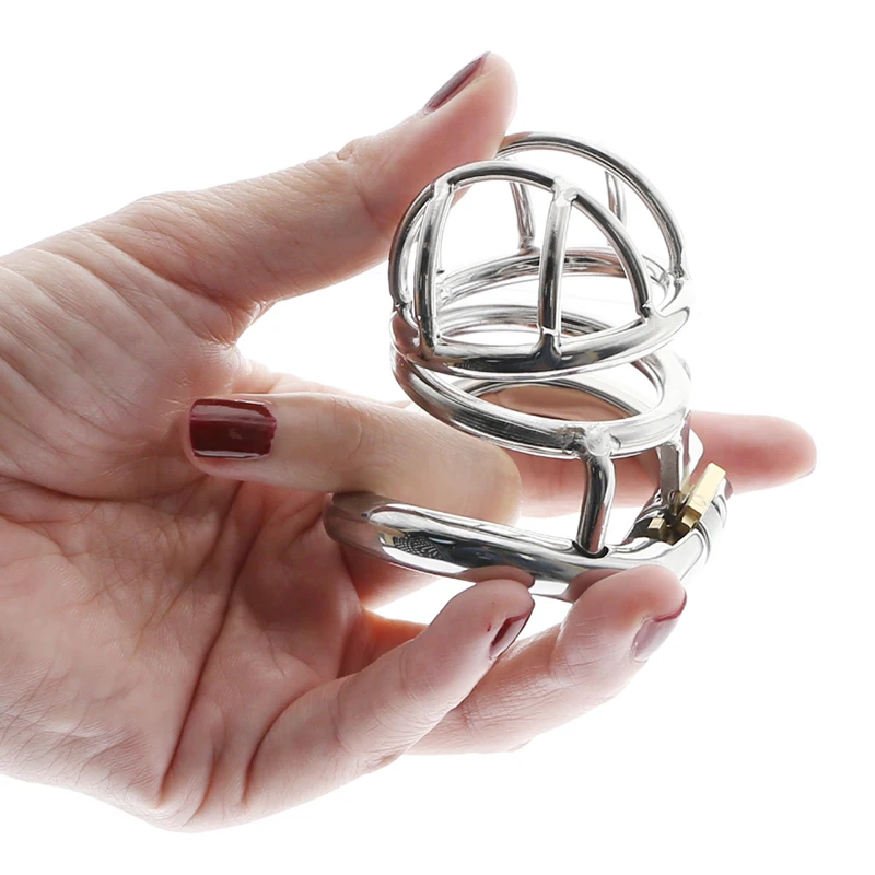 Gaiola de castidade em aço inoxidável para homens, fechamento pequeno do pénis do metal, gaiola do galo, anel uretral, brinquedo do sexo do BDSM, escravidão erótica, novo