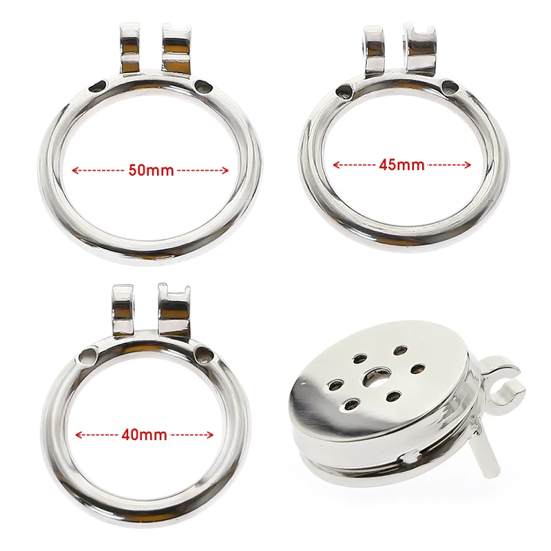 Gaiola de castidade em aço inoxidável para homens, fechamento pequeno do pénis do metal, gaiola do galo, anel uretral, brinquedo do sexo do BDSM, escravidão erótica, novo