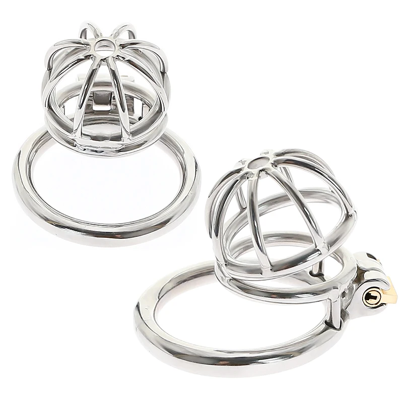 Gaiola de castidade em aço inoxidável para homens, fechamento pequeno do pénis do metal, gaiola do galo, anel uretral, brinquedo do sexo do BDSM, escravidão erótica, novo