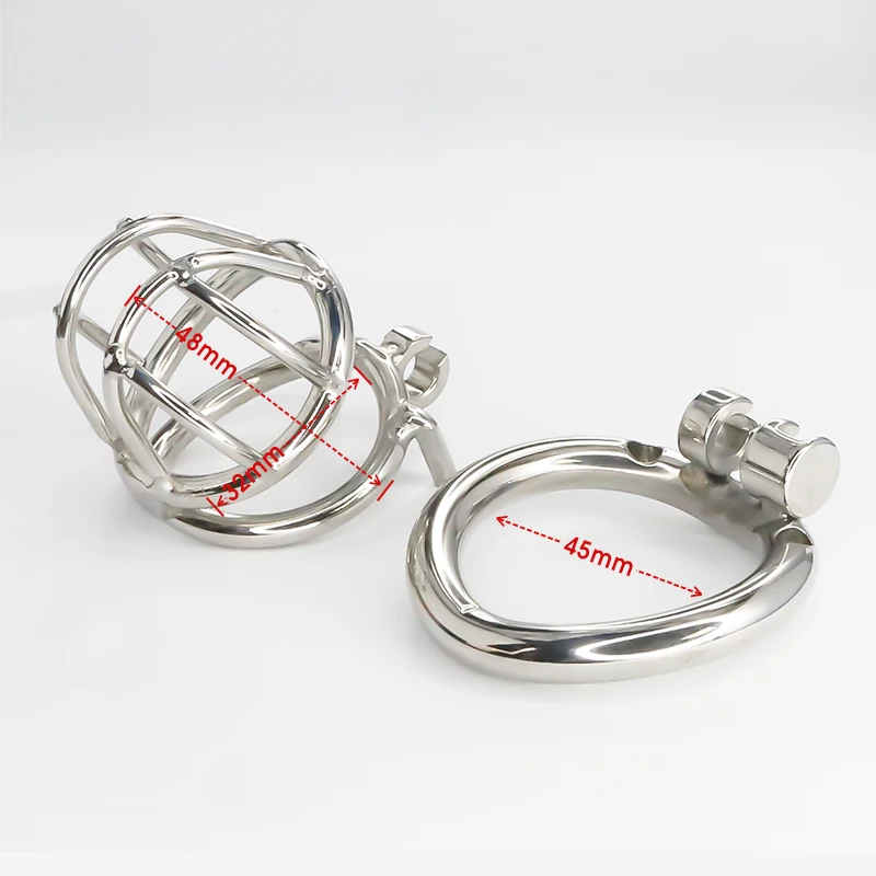 Gaiola de castidade em aço inoxidável para homens, fechamento pequeno do pénis do metal, gaiola do galo, anel uretral, brinquedo do sexo do BDSM, escravidão erótica, novo