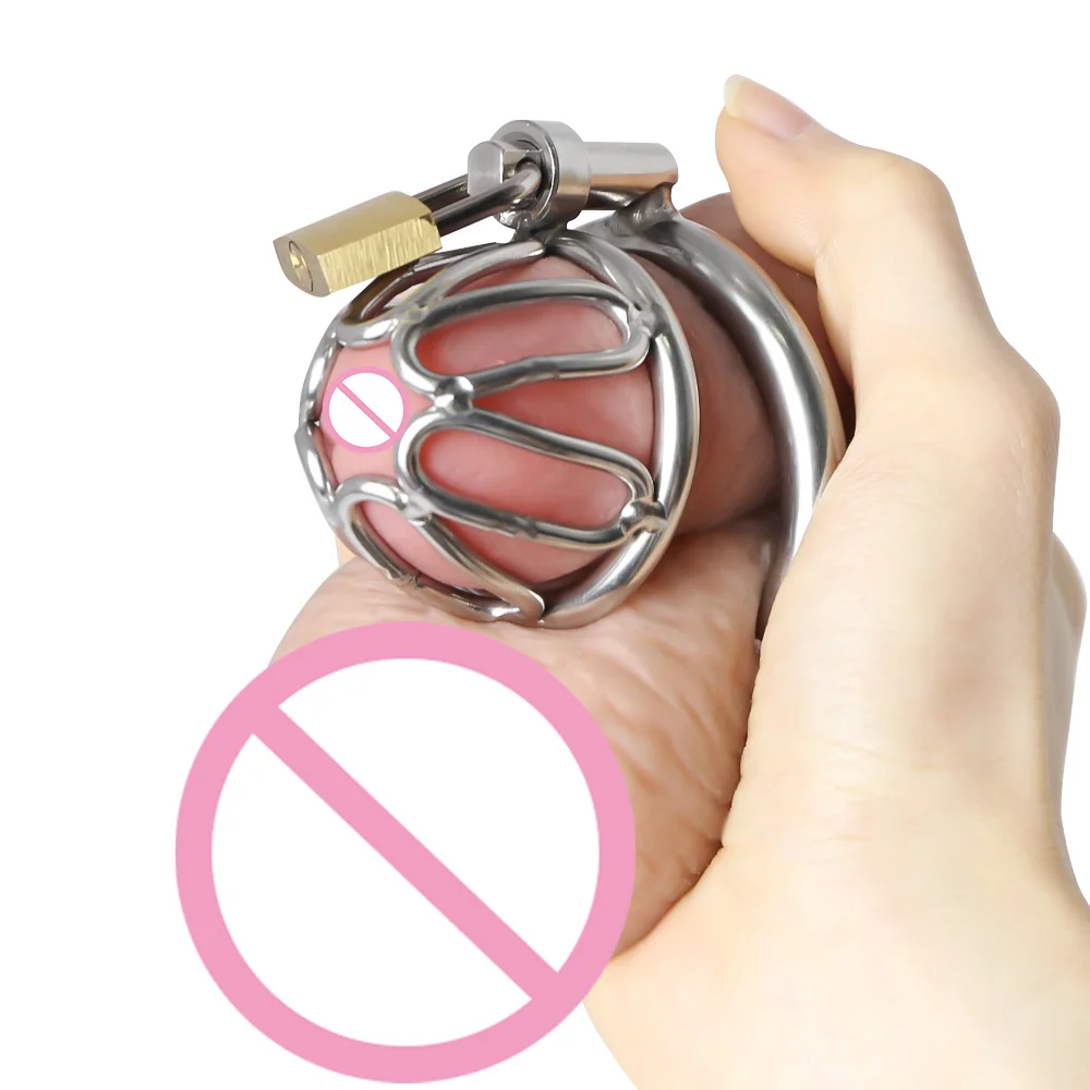 Gaiola de castidade em aço inoxidável para homens, fechamento pequeno do pénis do metal, gaiola do galo, anel uretral, brinquedo do sexo do BDSM, escravidão erótica, novo