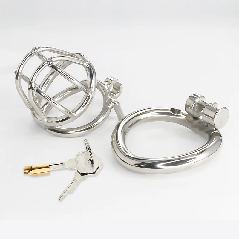 Gaiola de castidade em aço inoxidável para homens, fechamento pequeno do pénis do metal, gaiola do galo, anel uretral, brinquedo do sexo do BDSM, escravidão erótica, novo