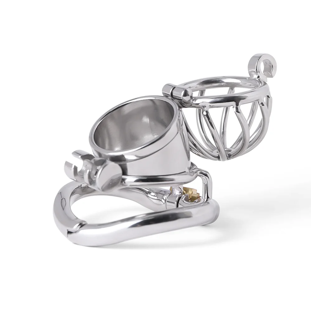 Gaiola de castidade em aço inoxidável para homens, fechamento pequeno do pénis do metal, gaiola do galo, anel uretral, brinquedo do sexo do BDSM, escravidão erótica, novo