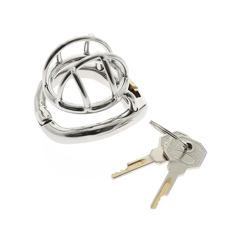 Gaiola de castidade em aço inoxidável para homens, fechamento pequeno do pénis do metal, gaiola do galo, anel uretral, brinquedo do sexo do BDSM, escravidão erótica, novo