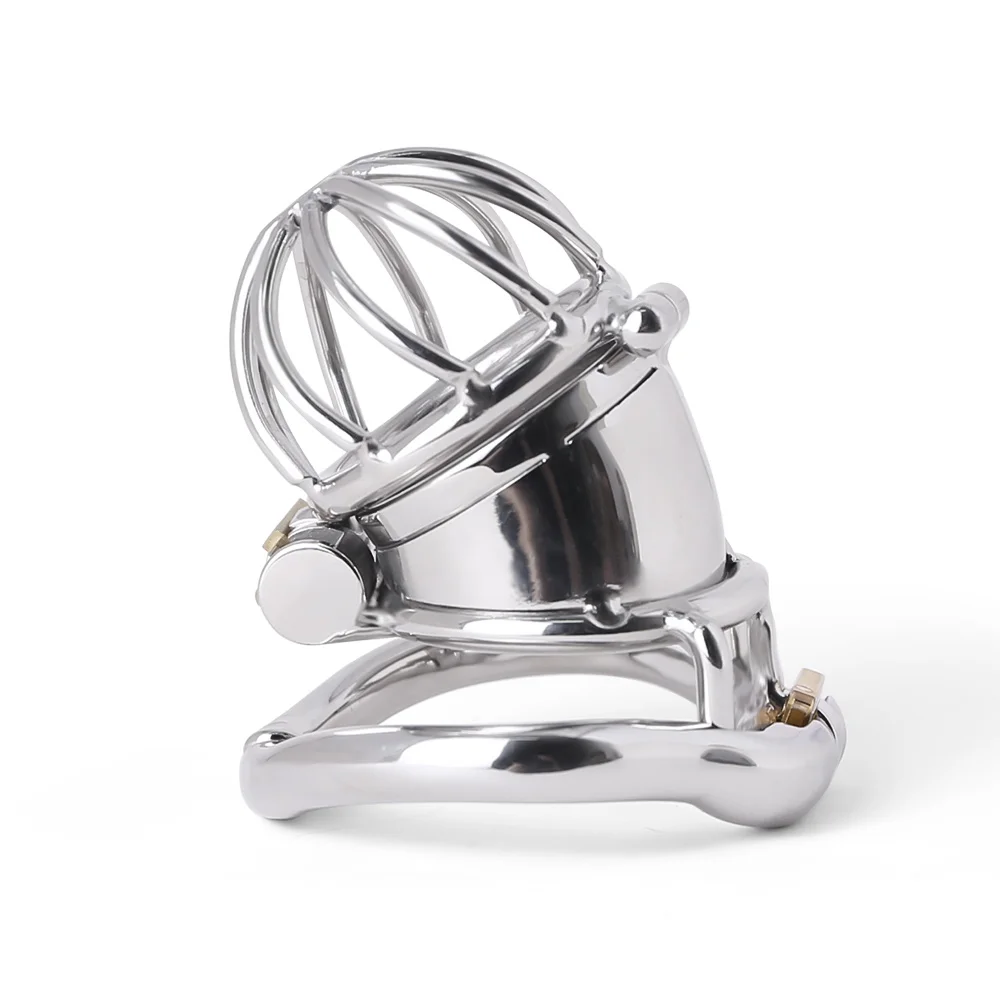 Gaiola de castidade em aço inoxidável para homens, fechamento pequeno do pénis do metal, gaiola do galo, anel uretral, brinquedo do sexo do BDSM, escravidão erótica, novo