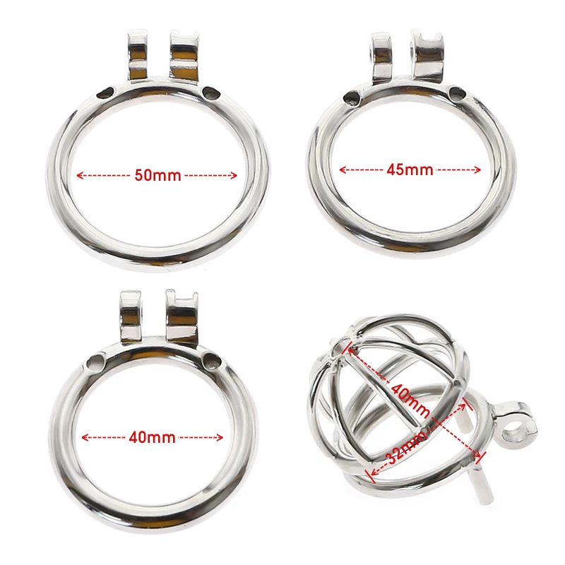 Gaiola de castidade em aço inoxidável para homens, fechamento pequeno do pénis do metal, gaiola do galo, anel uretral, brinquedo do sexo do BDSM, escravidão erótica, novo