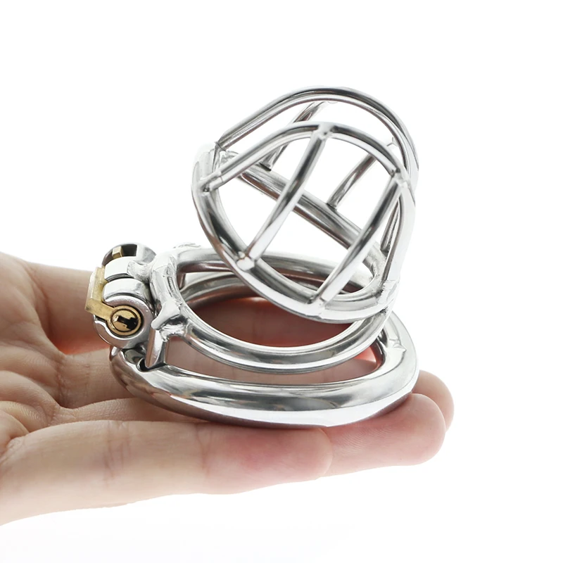 Gaiola de castidade em aço inoxidável para homens, fechamento pequeno do pénis do metal, gaiola do galo, anel uretral, brinquedo do sexo do BDSM, escravidão erótica, novo