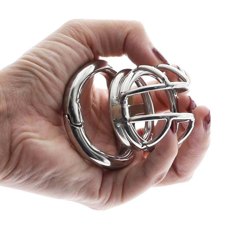 Gaiola de castidade em aço inoxidável para homens, fechamento pequeno do pénis do metal, gaiola do galo, anel uretral, brinquedo do sexo do BDSM, escravidão erótica, novo