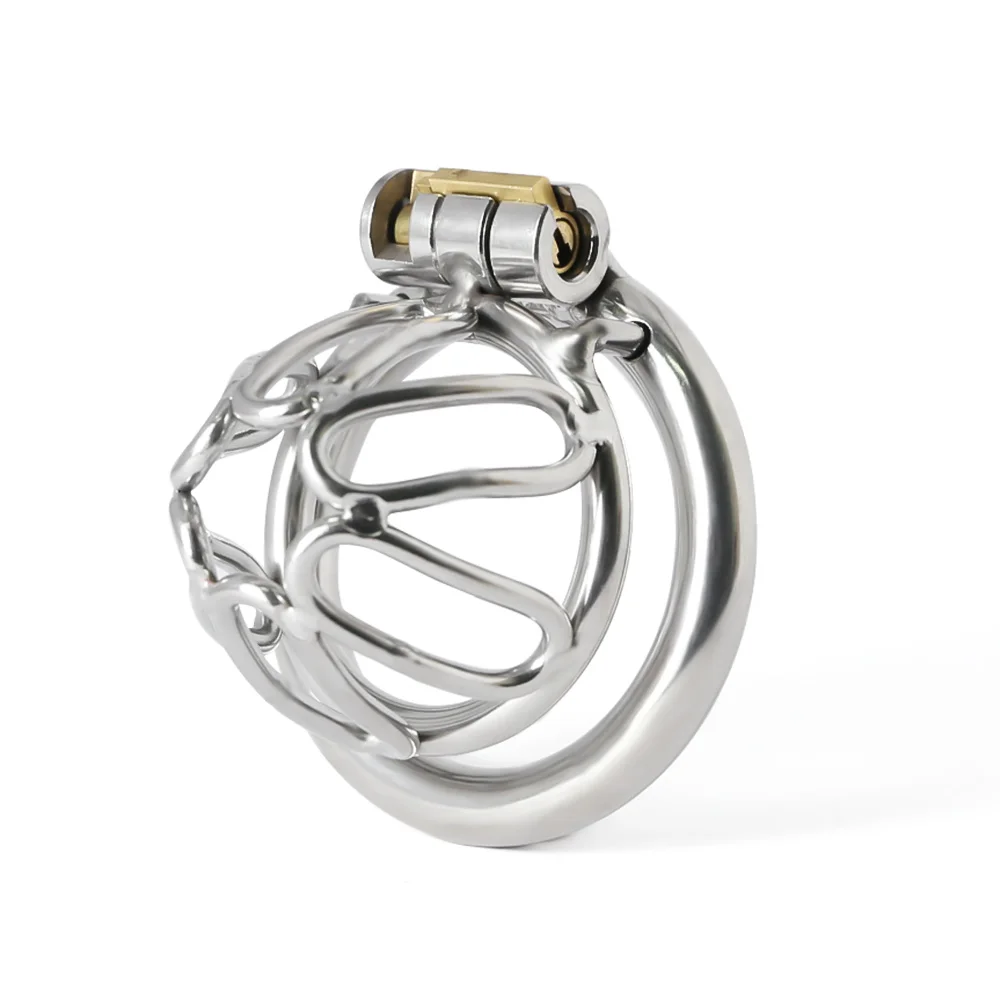 Gaiola de castidade em aço inoxidável para homens, fechamento pequeno do pénis do metal, gaiola do galo, anel uretral, brinquedo do sexo do BDSM, escravidão erótica, novo