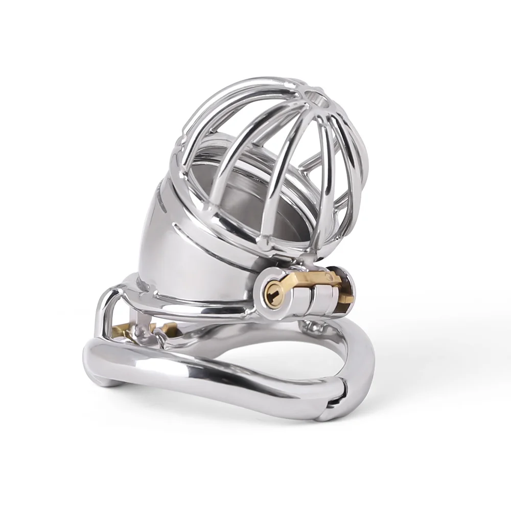 Gaiola de castidade em aço inoxidável para homens, fechamento pequeno do pénis do metal, gaiola do galo, anel uretral, brinquedo do sexo do BDSM, escravidão erótica, novo
