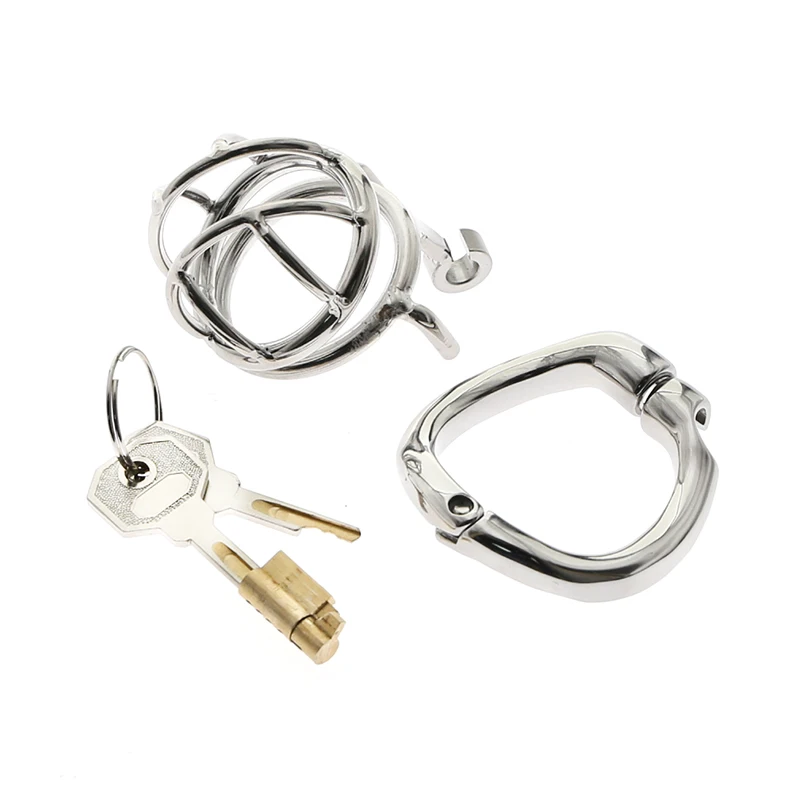 Gaiola de castidade em aço inoxidável para homens, fechamento pequeno do pénis do metal, gaiola do galo, anel uretral, brinquedo do sexo do BDSM, escravidão erótica, novo