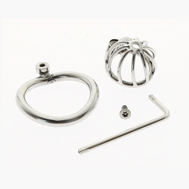 Gaiola de castidade em aço inoxidável para homens, fechamento pequeno do pénis do metal, gaiola do galo, anel uretral, brinquedo do sexo do BDSM, escravidão erótica, novo