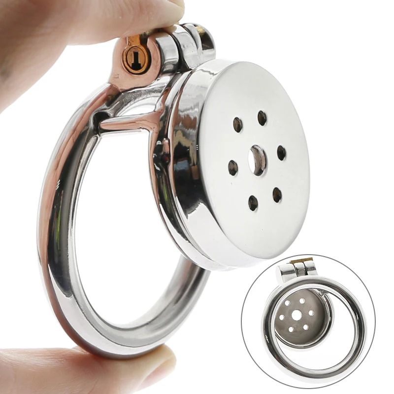 Gaiola de castidade em aço inoxidável para homens, fechamento pequeno do pénis do metal, gaiola do galo, anel uretral, brinquedo do sexo do BDSM, escravidão erótica, novo