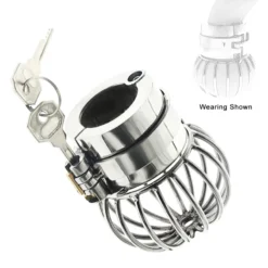 Gaiola de testículos ball stretcher de aço inox com cadeado e chaves
