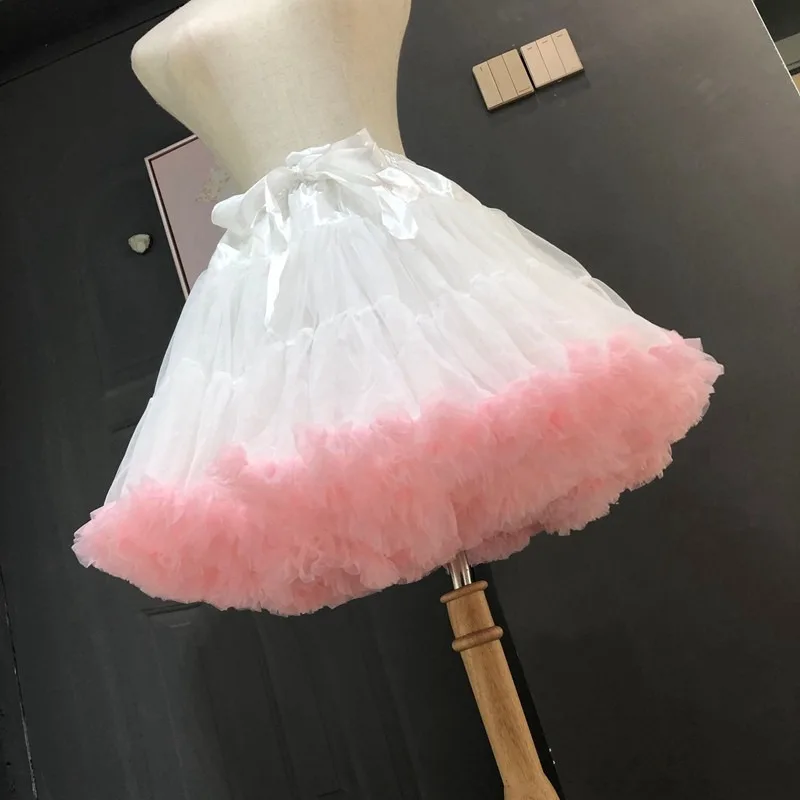 Anáguas estilo flor Lolita para mulheres, tutu, inchado, saia cancan, sob crinolina, bojo interior, cosplay para vestidos de casamento