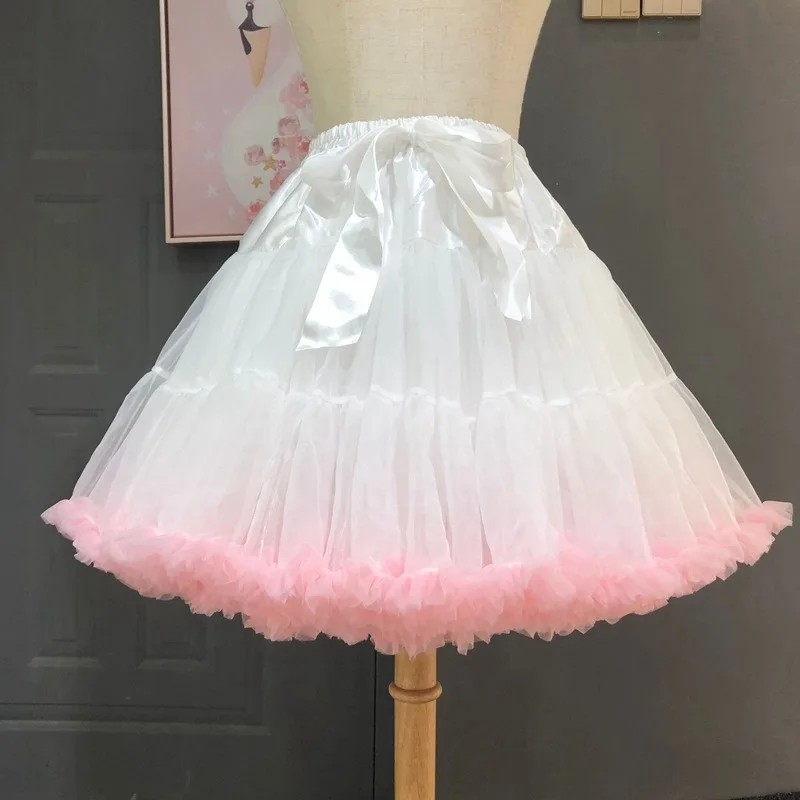 Anáguas estilo flor Lolita para mulheres, tutu, inchado, saia cancan, sob crinolina, bojo interior, cosplay para vestidos de casamento