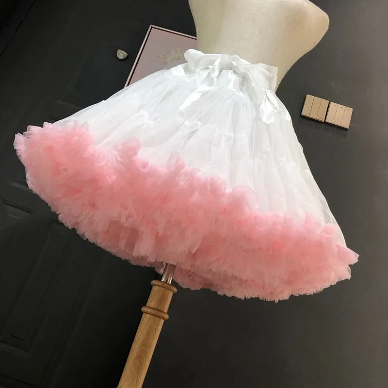 Anáguas estilo flor Lolita para mulheres, tutu, inchado, saia cancan, sob crinolina, bojo interior, cosplay para vestidos de casamento