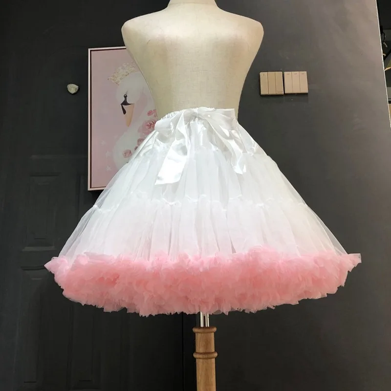 Anáguas estilo flor Lolita para mulheres, tutu, inchado, saia cancan, sob crinolina, bojo interior, cosplay para vestidos de casamento