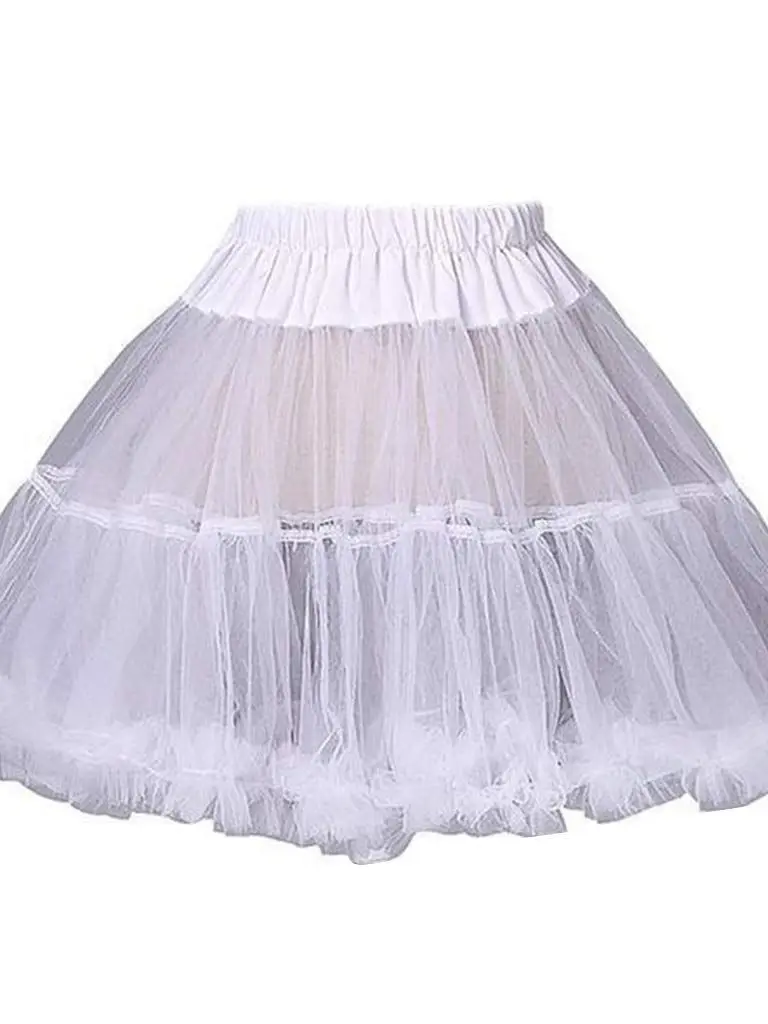 Anágua curta com babados para mulheres e meninas, tutu sólido fofo bolha, saia inchada, meio deslizamento, crinolina de baile, underskirt, sem aro