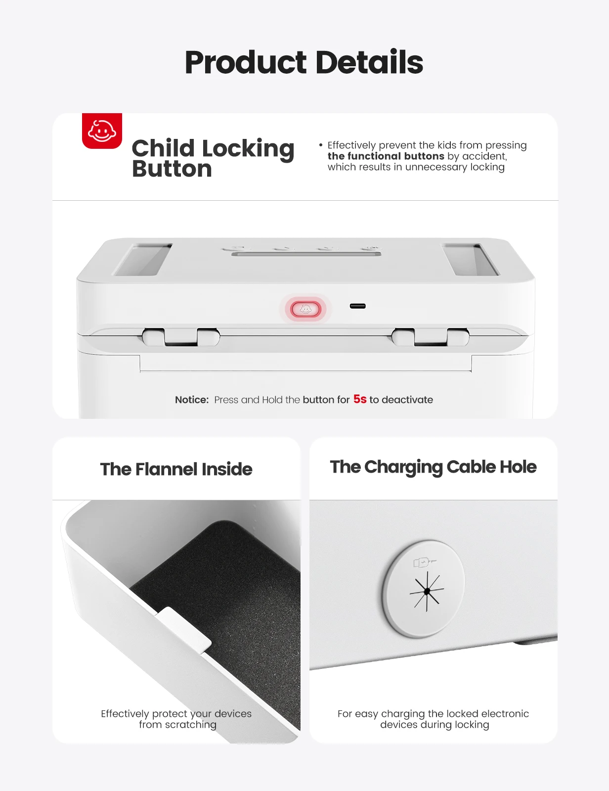 Vaydeer-Metal Bloqueio Cronometrado Para Iphone, Dispositivo De Jogo, iPad, Tablet, Bloqueio Do Telefone Auto-Controle, Bloqueio De Criança, Display LED